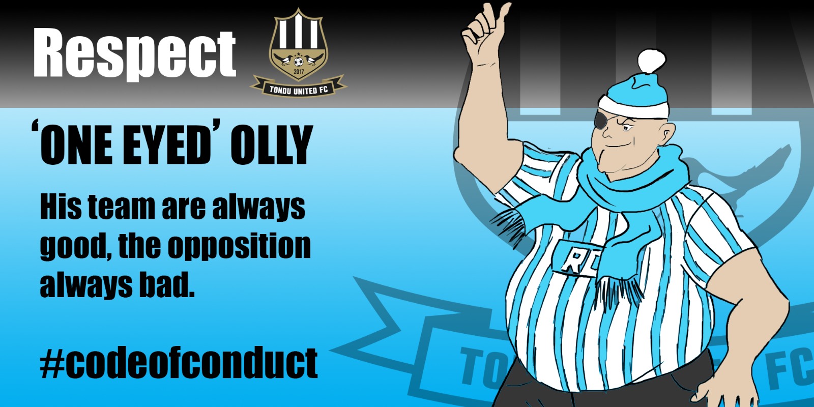 Cartoon graphic of 'One-Eyed Olly'