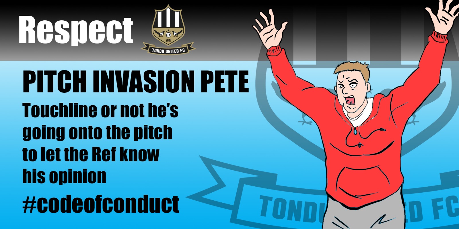 Cartoon graphic of 'Pitch Invasion Pete'