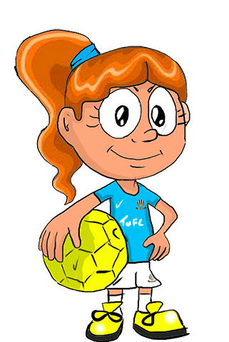 Cartoon Girl Football Player holding a football