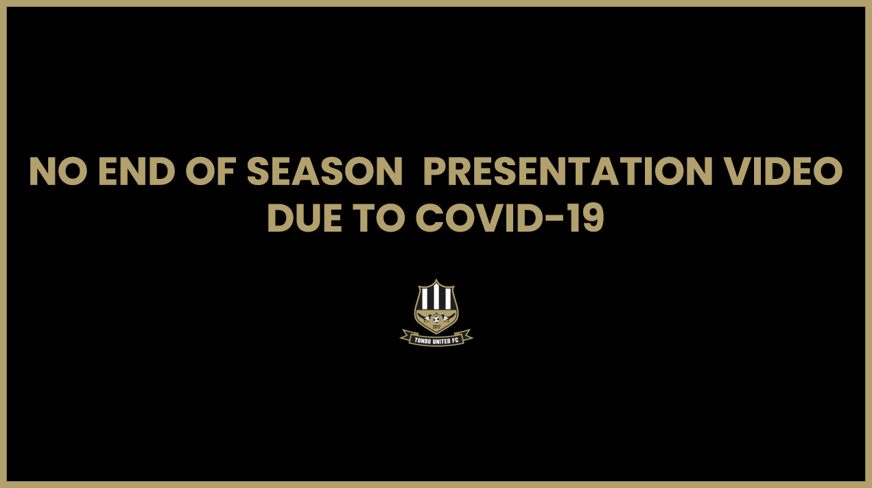 Graphic stating 'No end of season presentation video due to Covid-19'